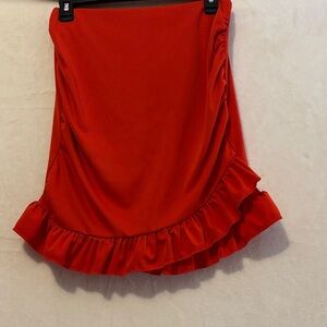 Elegant Red Ruffle Skirt